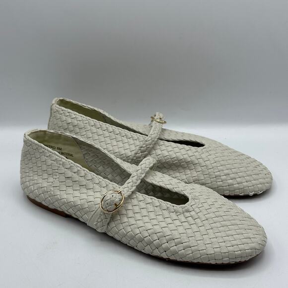 HOUSE OF HARLOW 1960 Bistro Woven Mary Jane Flats White Sz 8 NWOB - Picture 2 of 7